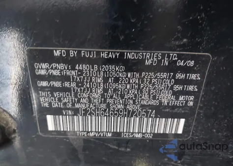 2009 Subaru Forester 2.5X L.l. Bean Edition from USA, damaged, VIN JF2SH64659H720574